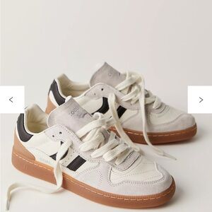 Coolway White and Black Sneakers with Tan Sole